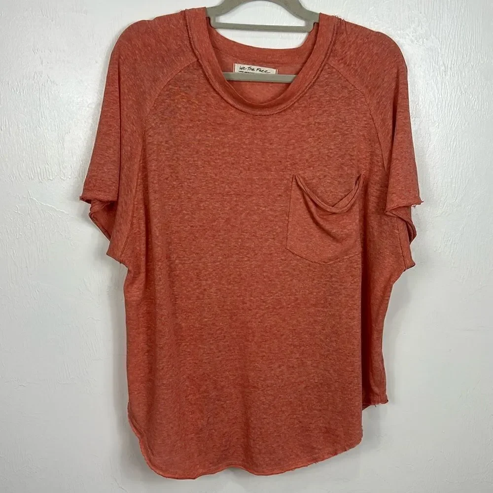 We The Free Free People Boho Oversized Kyoto Tee In Guava Size L